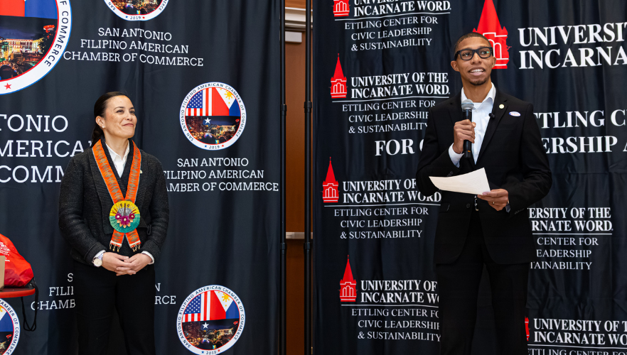 Mayor Gina Ortiz Jones and Tyler Simmons