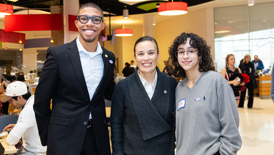 Tyler Simmons, Mayor Gina Ortiz Jones and Abigail Allen