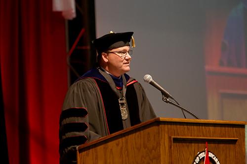 Dr. Evans during his speech