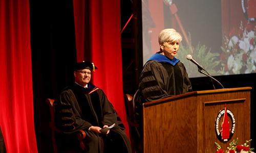 Professor Emeritus gives a speech