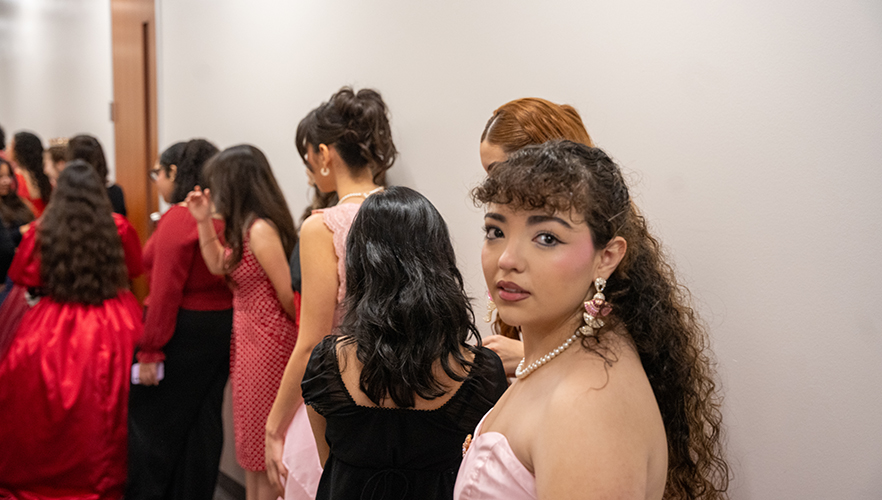 Models backstage at Red Dress Fashion Show