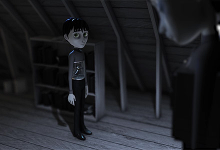 Image of a scene from Flight of the Soul, animated short by Caitlin Izinna.