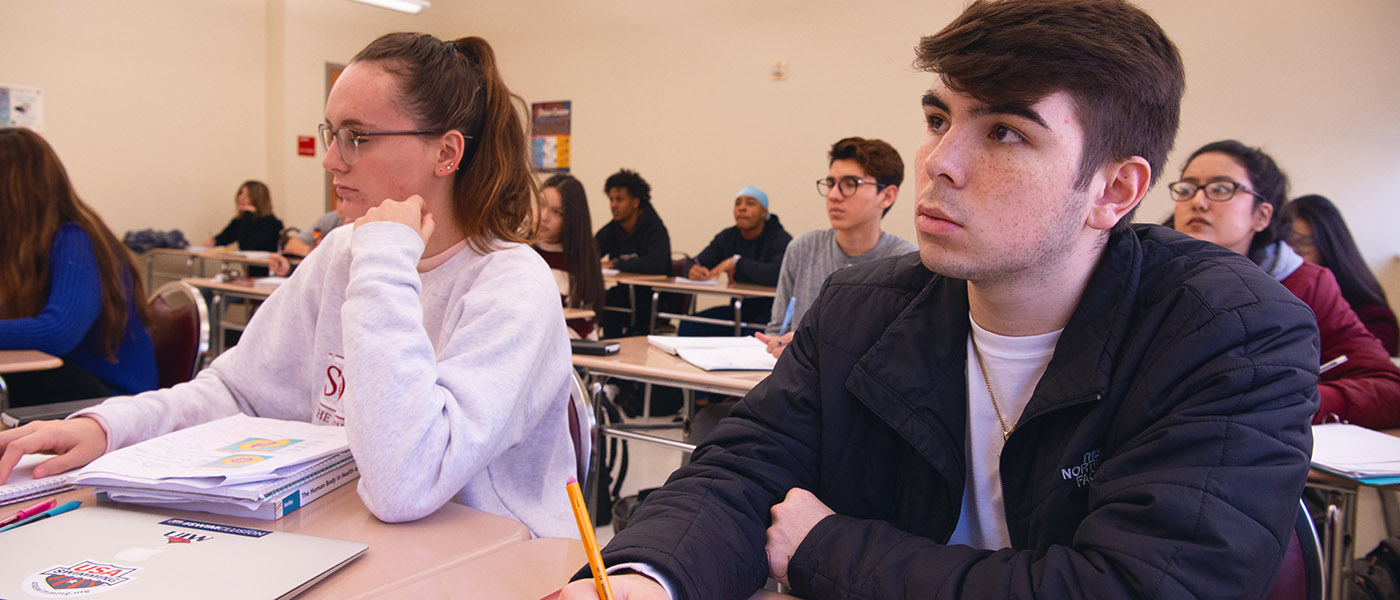 Students in mathematics class