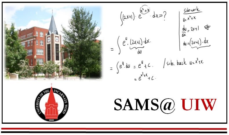 University of the Incarnate Word Graphic showing building exterior and whiteboard with written formulae on it..