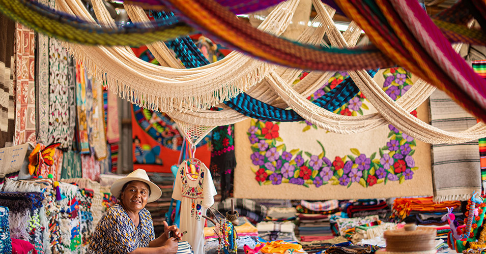 woman selling textiles