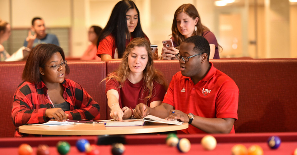 students in the uiw student engagement center