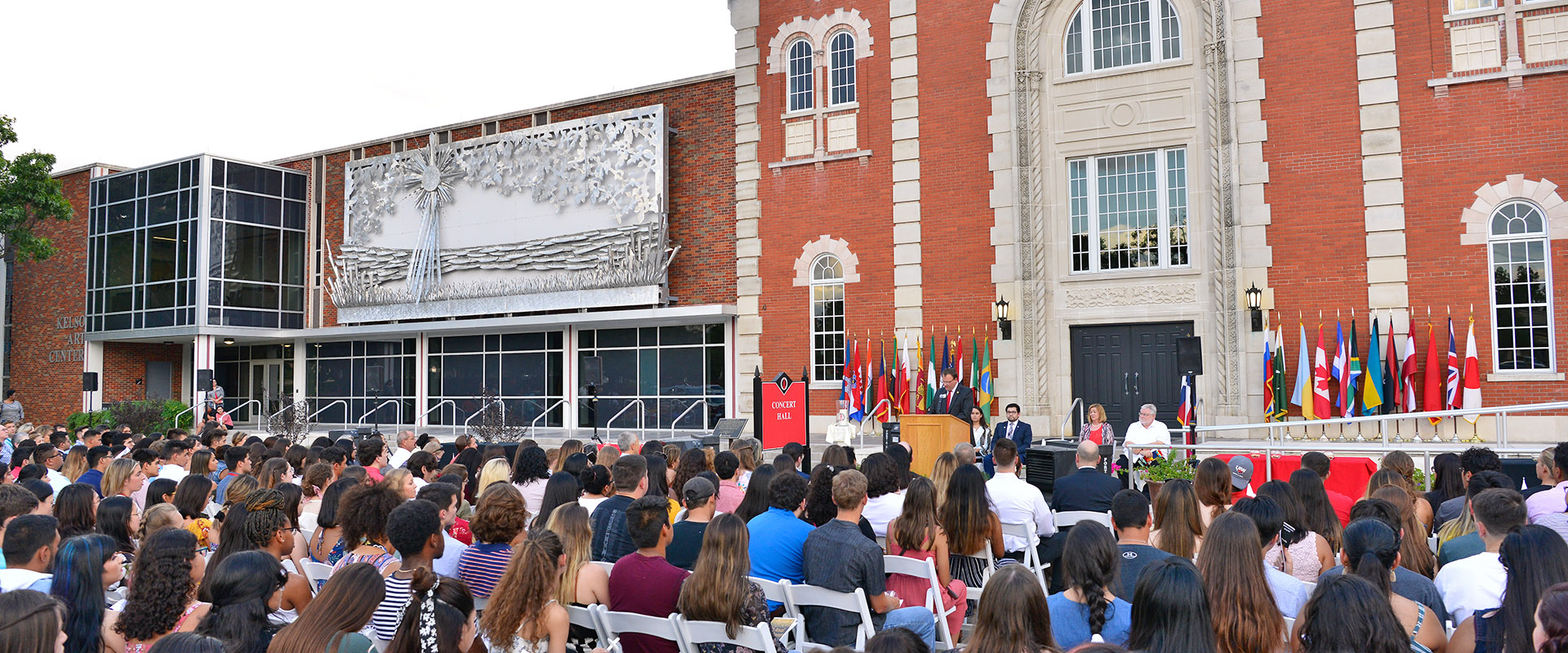 President Evans addressing incoming class during pinning ceremony